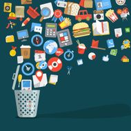 Icons going into a garbage basket