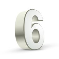 3d shiny silver number 6 N2