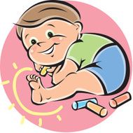 Child with chalk drawing N2