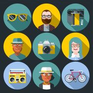 Hipster lifestyle people circle icon set 2 Trendy illustrations