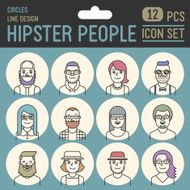 Hipster people line design circle icon set Trendy vector illustrations