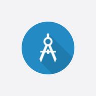 compasses Flat Blue Simple Icon with long shadow