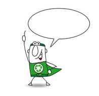 Superhero of recycling is speaking N2