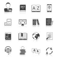 Translation and dictionary icons set N2