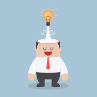 Light bulb of idea exploding from businessman head N2