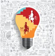 businessman up the Ladder paper light bulb cut style template N2