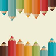 Background with colored pencils in retro style N2