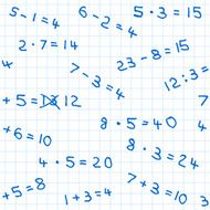 seamless pattern of mathematics homework on checkered paper