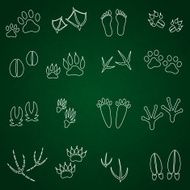 basic animal footprints outline icons set eps10