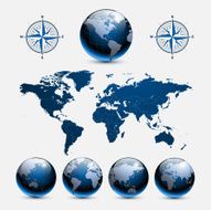 Earth globes with world map N3