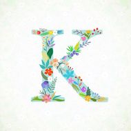 The letter K Bright floral element of colorful alphabet
