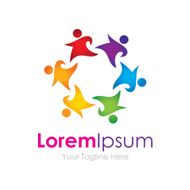 Teamwork colorful group run concept elements icon logo N2