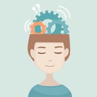 Man head with gears signs
