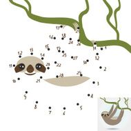 numbers game dot game Three-toed sloth on green branch N2
