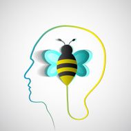 Human head with paper bee design concepts N2