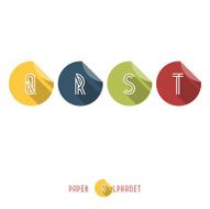 Q R S T - Flat Design Paper Button Alphabet