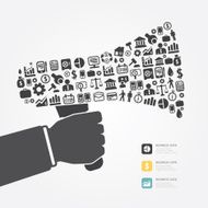 Elements are small icons Finance make in megaphone concept N2