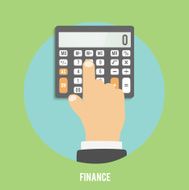 Hand considers on the calculator Calculator icon N2