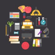 Back to school vector icons set flat design illustration N3