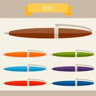 Pens colored templates for your design in flat style