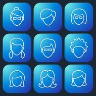 Female Faces Icons Set N3