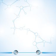 Abstract molecule blue white background