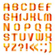 Spectral letters folded of paper ribbon-orange