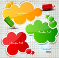 Colorful bubbles for speech on chequered sheet N2