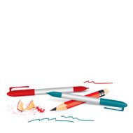 Pile of pencils and pens