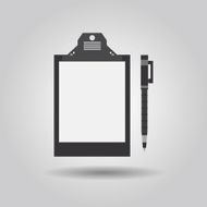 Paper clip board and a pen icon-flat design