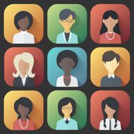 Icons Set of Persons Female Different Ethnic N4