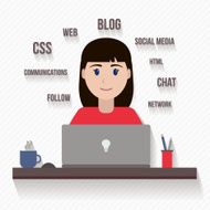 Office woman flat illustration