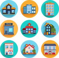 Modern flat vector buildings set N11