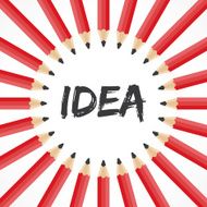 Idea word with pencil background
