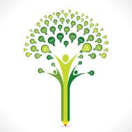 green bulb or idea pencil tree design