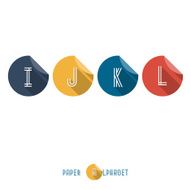 I J K L - Flat Design Paper Button Alphabet N2