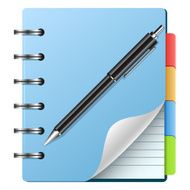 Spiral notebook and pen