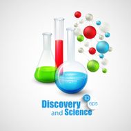 Chemical Science and discovery Vector illustration Molecule flasks N3