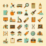 Retro education icons set back to school N2