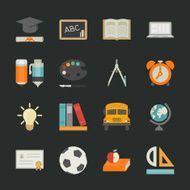 Education icons with black background