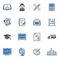 School and Education Icons Set 1 - Blue Series