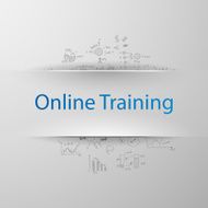 Education concept inscription &ldquo;Online training&rdquo; with formulas on the background