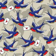 Old school pattern with birds and letters N15