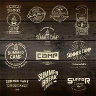 Summer camp badges logos and labels for any use
