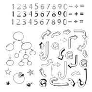 Set of hand-painted figures arrows symbols