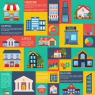 Modern flat city background infographics with text fields N6