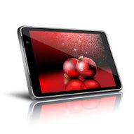 Tablet computer with christmas background