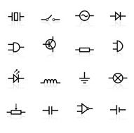 Illustrated black electronic component icons