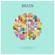 Creative jigsaw left and right brain on background abstract