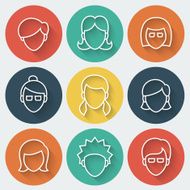 Female Faces Icons Set N4